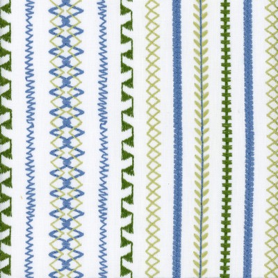 Heritage Fabrics Stella Stripe Kelly Blue Blue Multipurpose Cotton  Blend Fire Rated Fabric Crewel and Embroidered CA 117 Striped fabric by the yard.