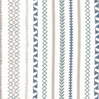 Heritage Fabrics Stella Stripe Tide Blue Multipurpose Cotton  Blend Fire Rated Fabric Crewel and Embroidered CA 117 Striped fabric by the yard.