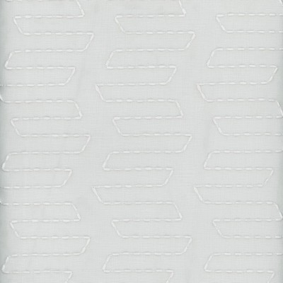 Roth and Tompkins Textiles Sydney Winter White White Polyester Fire Rated Fabric Geometric Crewel and Embroidered NFPA 701 Flame Retardant fabric by the yard.