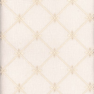 Roth and Tompkins Textiles Veranda Ivory Beige Cotton  Blend Diamonds and Dot Perfect Diamond fabric by the yard.