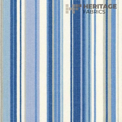 Roth and Tompkins Textiles Victoria Lagoon roth december 2013 D3104 Blue Drapery-Upholstery Cotton Cotton Fire Rated Fabric Wide Striped  Ranch Style Fabric fabric by the yard.