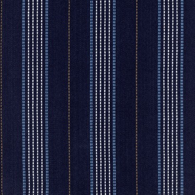 Heritage Fabrics Warren Cobalt Blue Cotton Striped and Polka Dot Striped fabric by the yard.