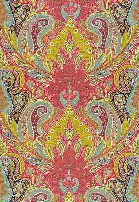 Schumacher Fabric Cambay Paisley Print  Parrot