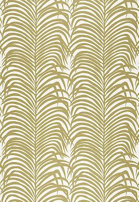 Schumacher Fabric Zebra Palm Linen Print Khaki