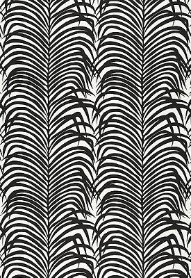 Schumacher Fabric Zebra Palm Linen Print Ebony