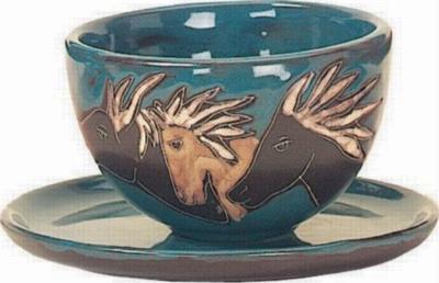 Mara 22 oz. Horses Green Latte Mug 