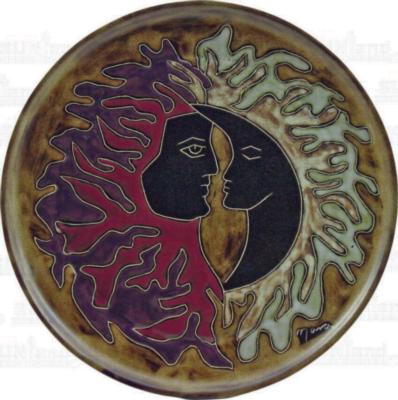 Mara 12in Plate - Sun Moon Faces 