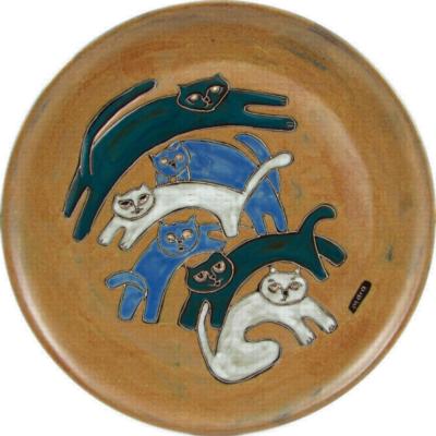 Mara 12in Dinner Plate - Kitties/Tan 