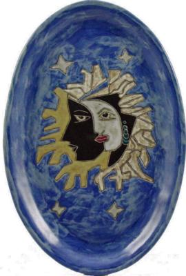 Mara 16in Oval Serving Platter - Celestial Blue 