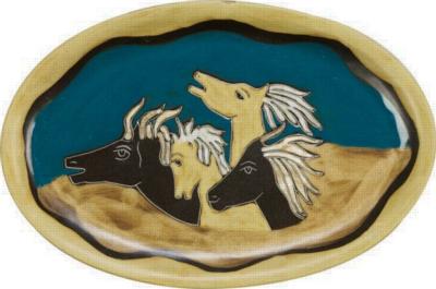 Mara 16in Oval Serving Platter - Horses 