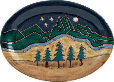 Mara 13in Oval Serving Platter - Mountain Scene 