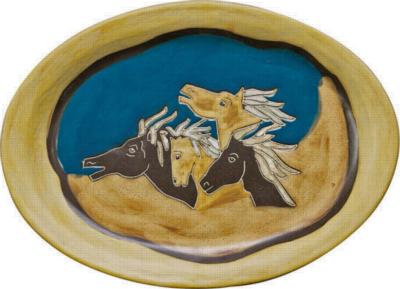 Mara 13in Oval Serving Platter - Horses 