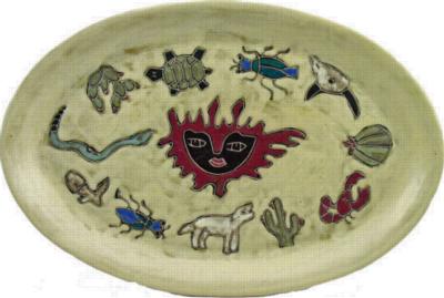 Mara 16in Oval Serving Platter - Desert/Earthtones 