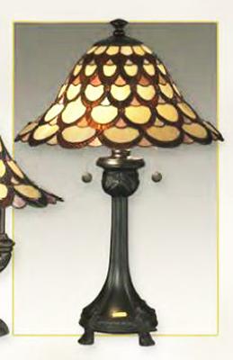 Dale Tiffany Tiffany Art Glass Table Lamp with Metal Base Antique Bronze Finish