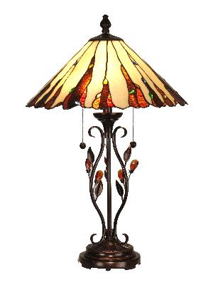 Dale Tiffany Crystal Jewel Lamp with Amber Crystal Leaves and Metal Base Antique Golden Sand Finish
