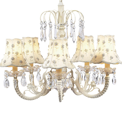 Jubilee Collection Daisy Pearl Chandelier Shade on Water Fall Chandelier Ivory