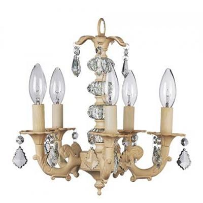 Jubilee Collection Ivory 5 Arm Stacked Glass Ball Chandelier Ivory