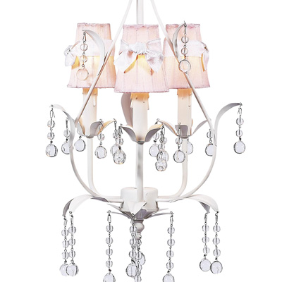 Jubilee Collection Sconces Shades w/Sash on Pear Chandelier Pink, White