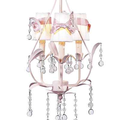 Jubilee Collection Sconce Shades w/Sash on Pear Chandelier White, Pink