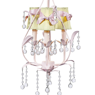 Jubilee Collection Sconce Shades w/Sash on Pear Chandelier Green, Pink