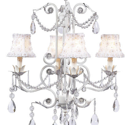 Jubilee Collection Petal Flower Chandelier Shades on Valentino Chandelier White