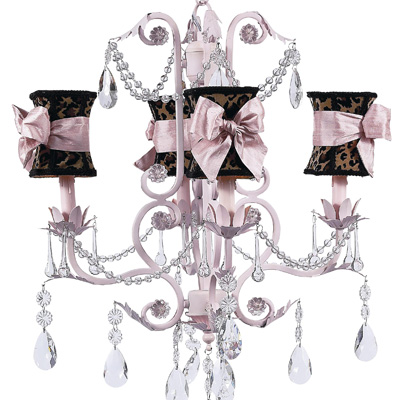 Jubilee Collection Hourglass Chandelier Shade w/Sash on Valentino Chandelier Pink
