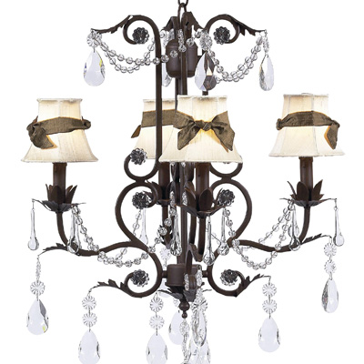 Jubilee Collection Plain Chandelier Shades w/Sash on Valentino Chandelier Ivory, Brown, Mocha