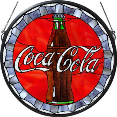 Meyda Tiffany Coca-Cola Bottle Cap Medallion Stained Glass Window 