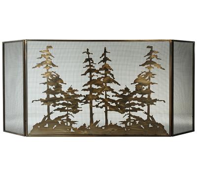 Meyda Tiffany Tall Pines Folding Fireplace Screen Antique Copper Mesh