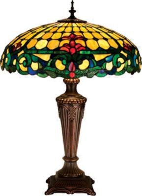 Meyda Tiffany Duffner and Kimberly Colonial Table Lamp Beige Burgundy Blue/Green Green