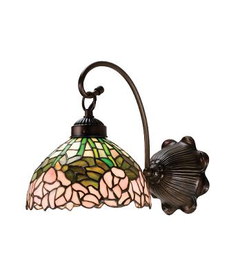 Meyda Tiffany Cabbage Rose 1 Lt Wall Sconce Purple/Blue Pink 59 Mahogany Bronze