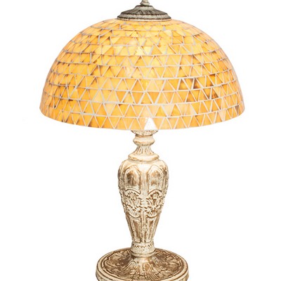 Meyda Tiffany 24in High Mosaic Dome Table Lamp BEIGE;WHITE