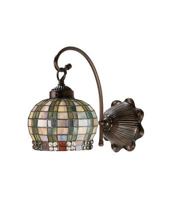 Meyda Tiffany Jeweled Basket 1 Lt Sconce Green/Blue Xag 59 Clear Mahogany Bronze