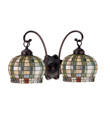 Meyda Tiffany Jeweled Basket 2 Lt Sconce Green/Blue Xag 59 Clear Mahogany Bronze