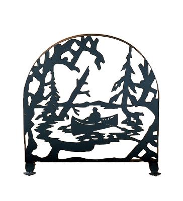 Meyda Tiffany Canoe At Lake Arched Fireplace Screen 214/Black