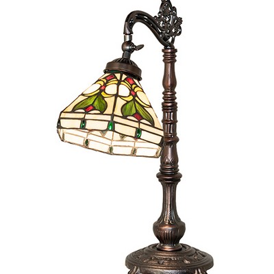 Meyda Tiffany 20in High Middleton Bridge Arm Table Lamp RUBY;GREEN