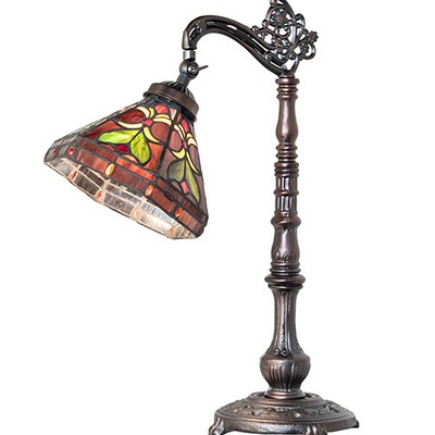 Meyda Tiffany 20in High Middleton Bridge Arm Table Lamp RUBY;GREEN;CHOCOLATE