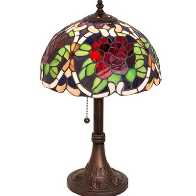 Meyda Tiffany 17in High Renaissance Rose Accent Lamp CRANBERRY;VIOLET