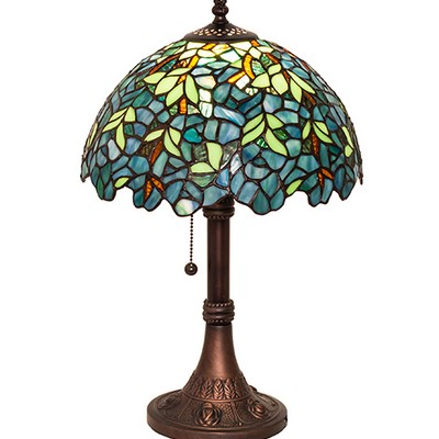 Meyda Tiffany 17in High Nightfall Wisteria Table Lamp BLUE