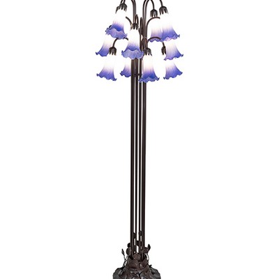 Meyda Tiffany 63in High Blue/White Tiffany Pond Lily 12 Light Floor Lamp BLUE;WHITE