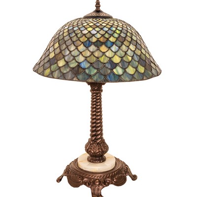 Meyda Tiffany 23in High Tiffany Fishscale Table Lamp GREEN;BLUE