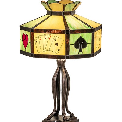 Meyda Tiffany 32.5in High Poker Face Table Lamp GREEN;BEIGE
