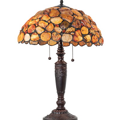 Meyda Tiffany 23in High Agata Table Lamp RUBY;CORAL;AMBER GLASS/ACRYLIC