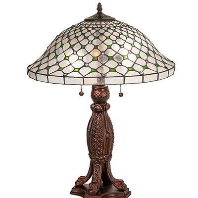 Meyda Tiffany 25in High Diamond & Jewel Table Lamp GREEN;CLEAR