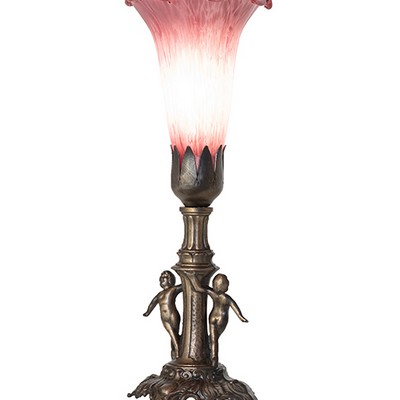 Meyda Tiffany 11in High Lavender Tiffany Pond Lily Maidens Mini Lamp CRANBERRY;VIOLET