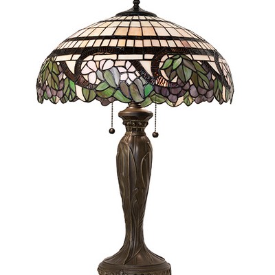 Meyda Tiffany 26in High Handel Grapevine Table Lamp PINK;MAUVE;VIOLET