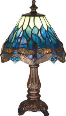 Meyda Tiffany 11.5 Inch High Tiffany Hanginghead Dragonfly Mini Lamp Blue/Green Lt Blue Green