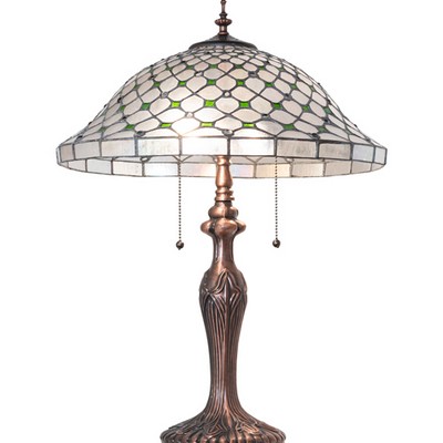 Meyda Tiffany 23in High Diamond & Jewel Recurve Table Lamp 