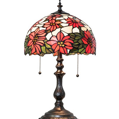 Meyda Tiffany 20in High Poinsettia Table Lamp 