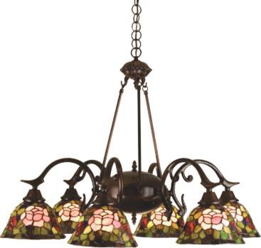 Meyda Tiffany 32.5 Inch Wide Tiffany Rosebush Six Light Chandelier 